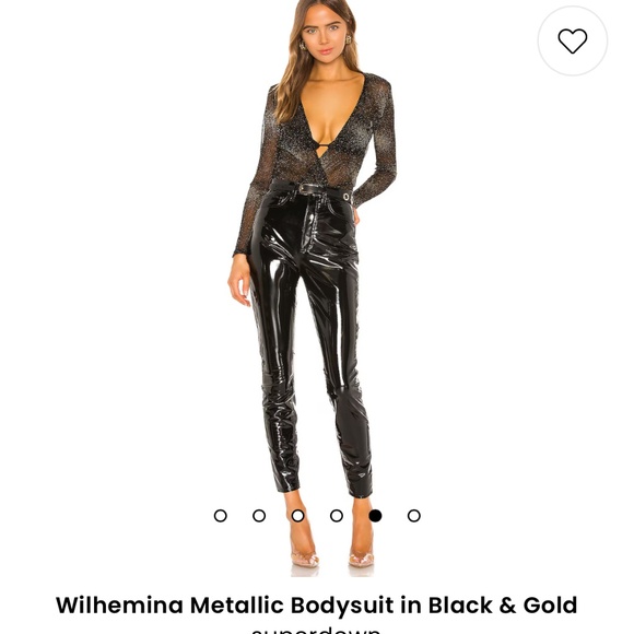 Wilhemina Metallic Bodysuit in Black & Gold superdown - Picture 5 of 7